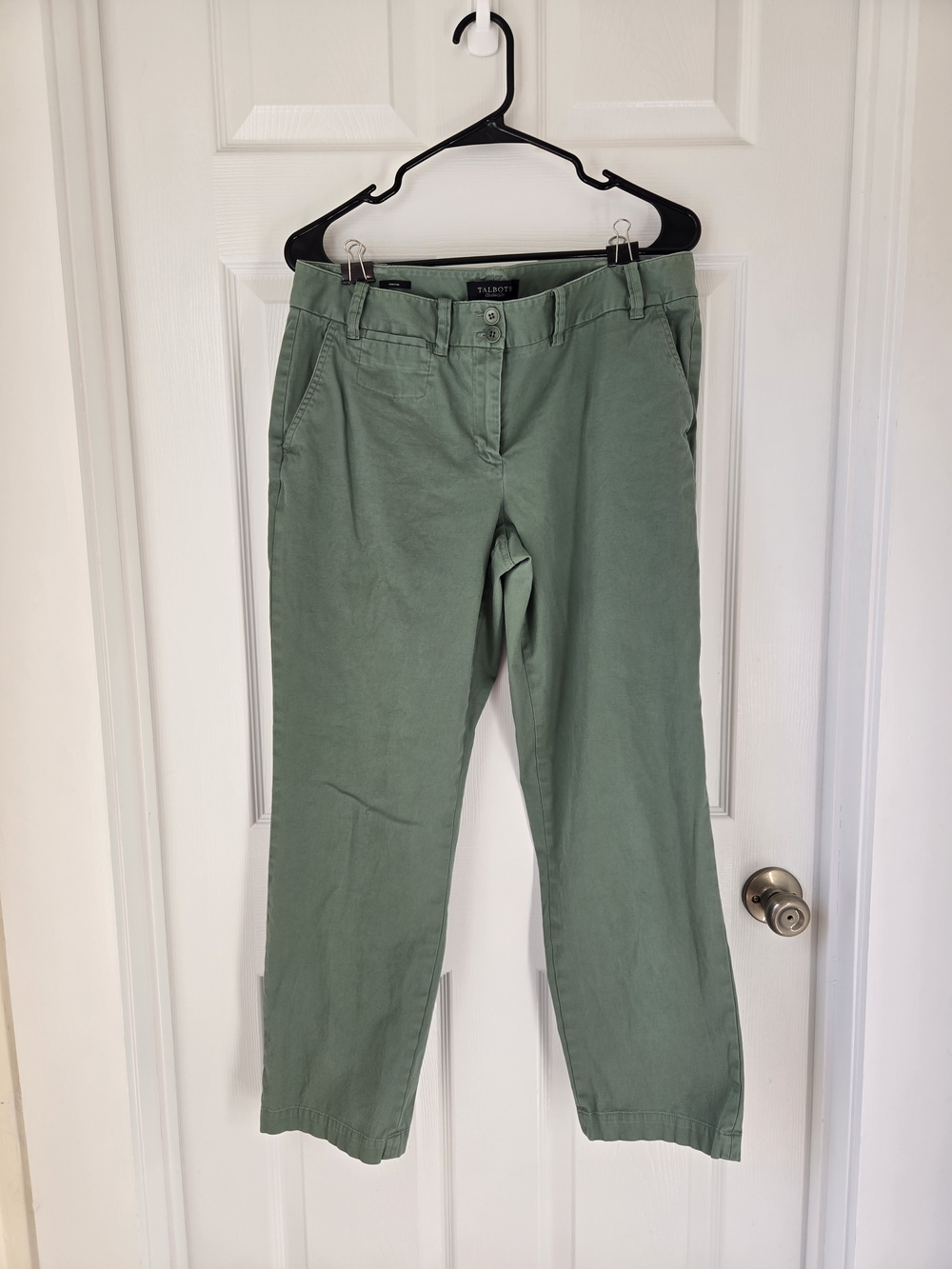 Talbots Signature Green Straight-Leg Women Cotton Chino Mid Rise Pants Size 10